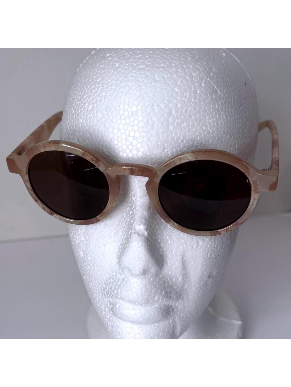 Mr. Boho Dalston Round Sunglasses Italy Cream Tortoise Marble Style Frame Retro - Picture 3 of 8